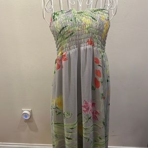 A gray floral long dress